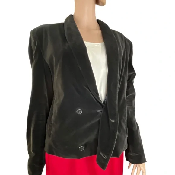 L’Avion Double Breasted Velvet Waist Jacket, Black |L - Picture 4 of 15